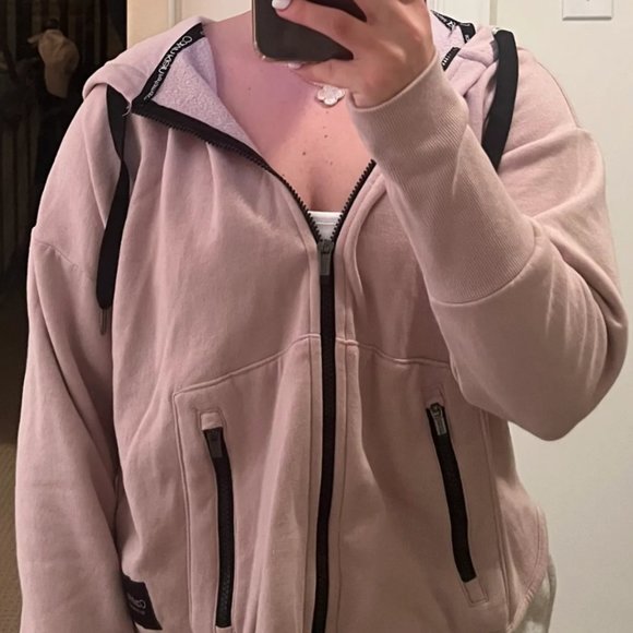 CALVIN KLEIN  WOMENS PINK ZIPPERED SWEATSHIRT LG - Picture 1 of 5